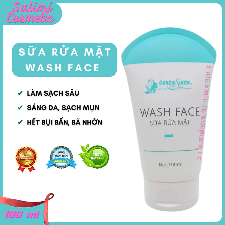 Sữa Rửa Mặt WASH FACE 100ml, Làm Sạch Da, Sạch Bụi Bẩn, Dầu Nhờn, Lớp Trang Điểm, Tế Bào Da Chết, Ngăn Ngừa Mụn, Duy Trì Độ Ẩm