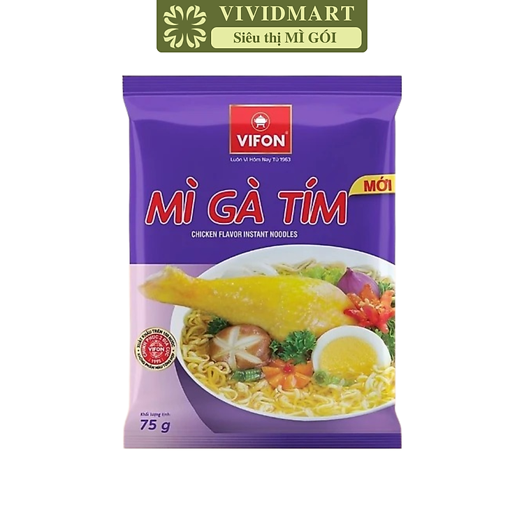 VIFON - Mì gà tím Vifon, Mì Vifon gà tím, Mì gà Vifon gà tím, Mì gói gà tím ăn liền Vifon mì ăn liền (75g/gói)