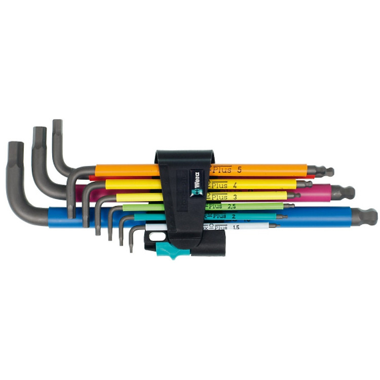 BỘ LỤC GIÁC NHIỀU MÀU WERA HEX-PLUS 9 CÂY THÂN PHỦ ĐEN 05073593001