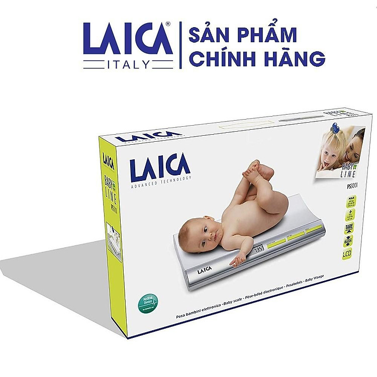 Cân trẻ sơ sinh điện tử LAICA PS3001 - Mức cân tối đa 20 kg - Tối thiểu 200g - Thước đo chiều dài 50cm