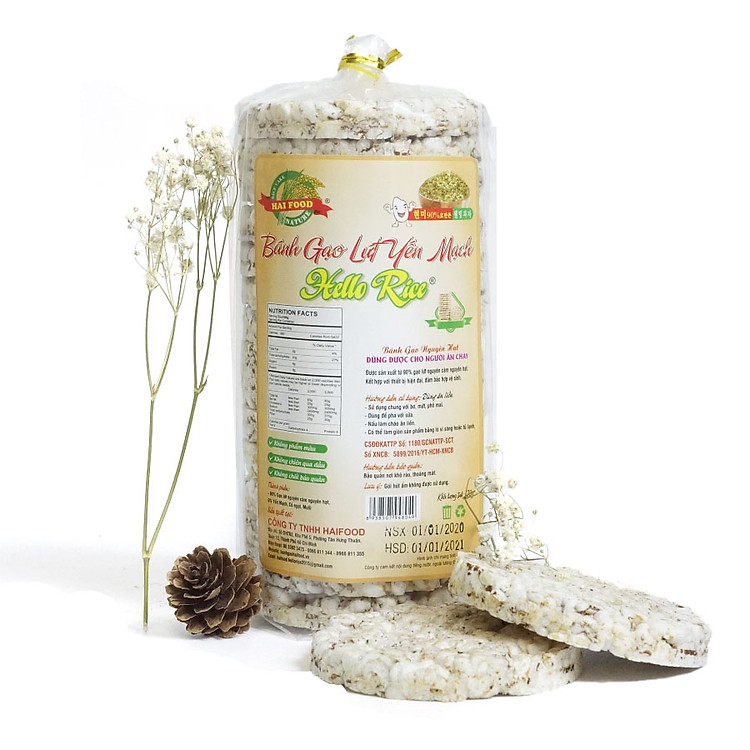 Bánh gạo lứt yến mạch Hellorice (120g)