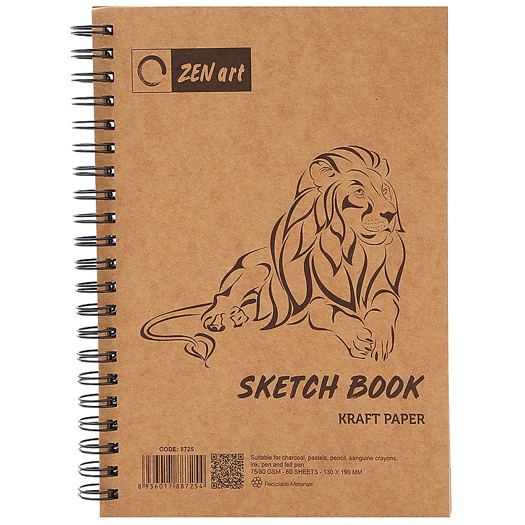 Sổ Lò Xo Vẽ Kraft 8725 (130 x 190, 60 tờ)