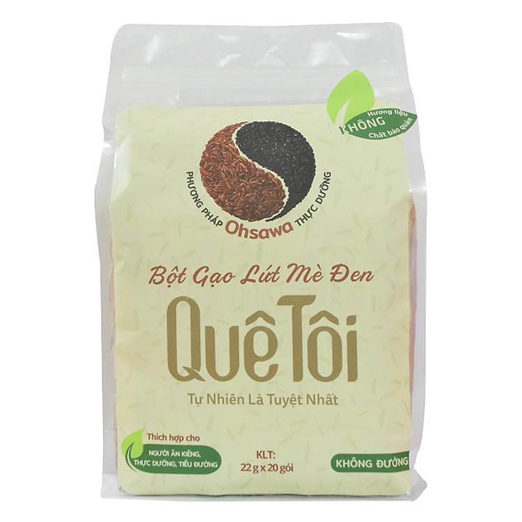 Bột Gạo Lứt Mè Đen Quê Tôi không đường - Túi 440g (20 gói x 22g)