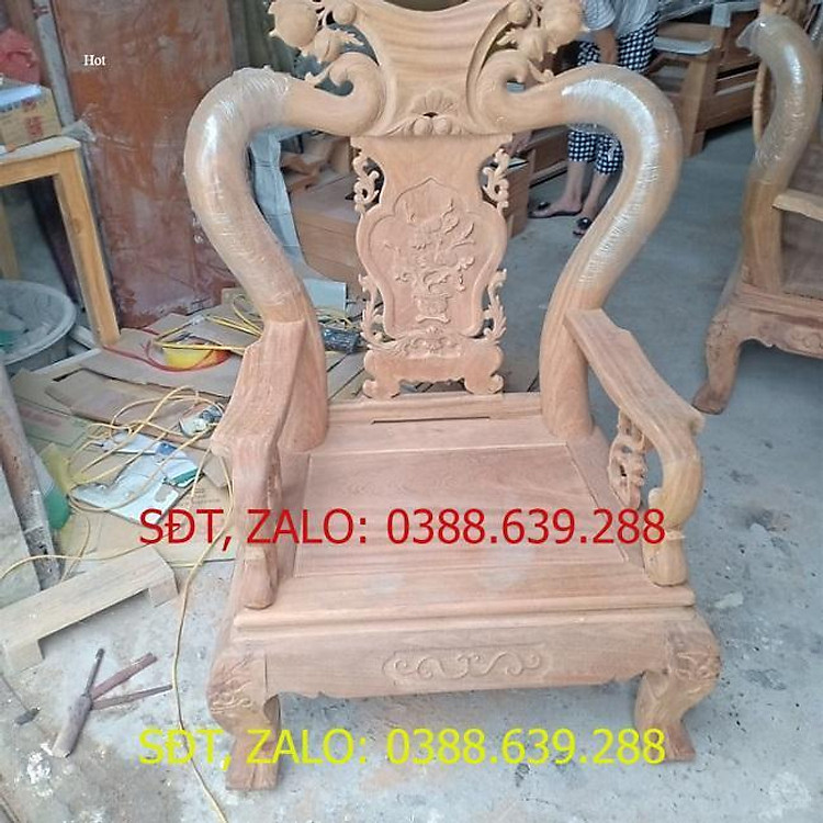 bộ bàn ghế minh quốc đào gỗ lim tay 10