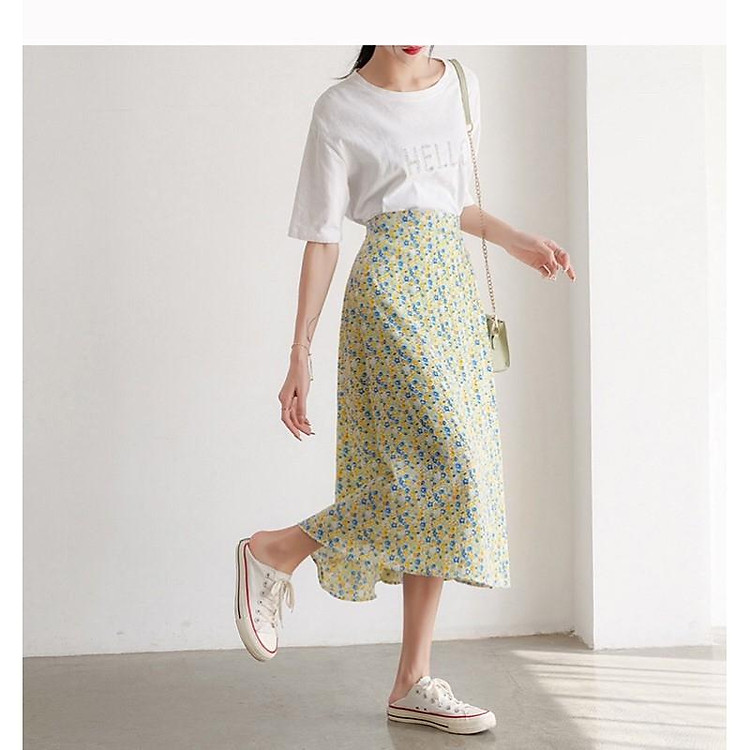 Chân váy voan hoa dáng dài (Sẵn hàng Quảng Châu đẹp)