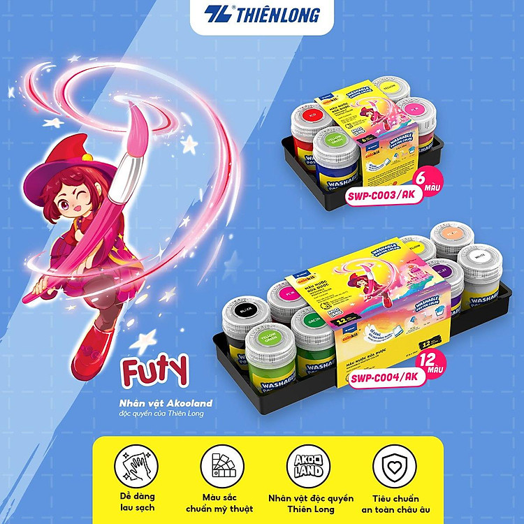Hộp Màu Nước Rửa Được Thiên Long Colokit (6/12 màu)