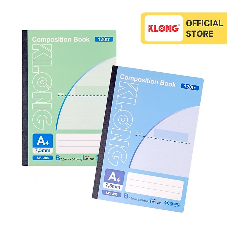 Sổ Kẻ Ngang May Dán Gáy Composition Book KLONG A4 (120 trang)