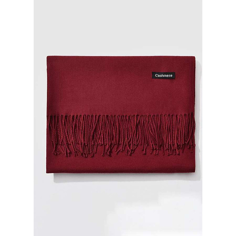 Khăn Choàng Cổ Len Dạ Màu Đỏ Đô Trơn - Cashmere - 200x60cm - Mã KC076