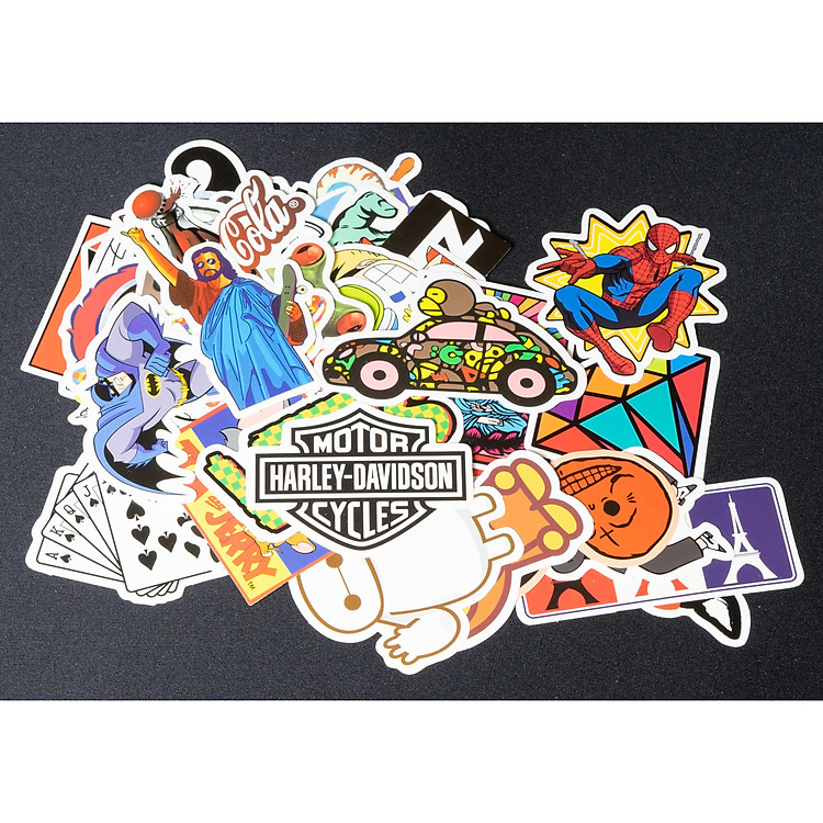 Bộ 20 50 sticker hình dán mẫu mới trang trí laptop, macbook, xe đạp, xe máy, vali du lịch