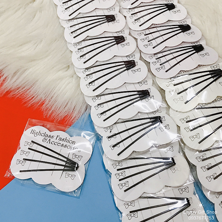 Set 4 Kẹp Tóc - Kẹp Tâm Kẹp Xỉa Màu Trơn Đen Thời Trang Dễ Thương