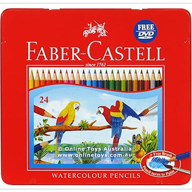 Chì Màu Nước Faber-Castell 24 Màu Dài (Hộp Thiếc)
