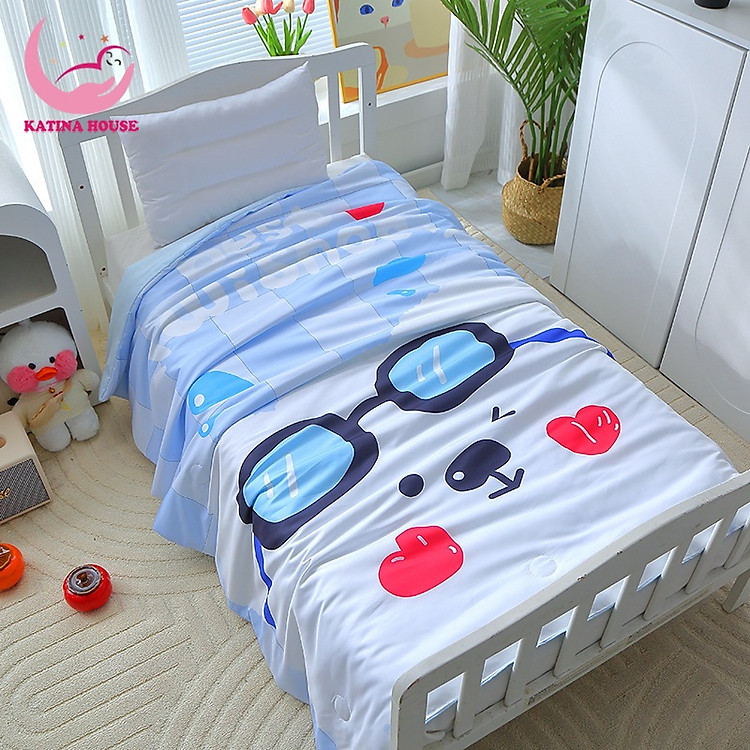 Mền vải mát cho bé mềm mát Katina House, 1m2x1m5, chất lụa mát lạnh, phù hợp cho bé mang đi học