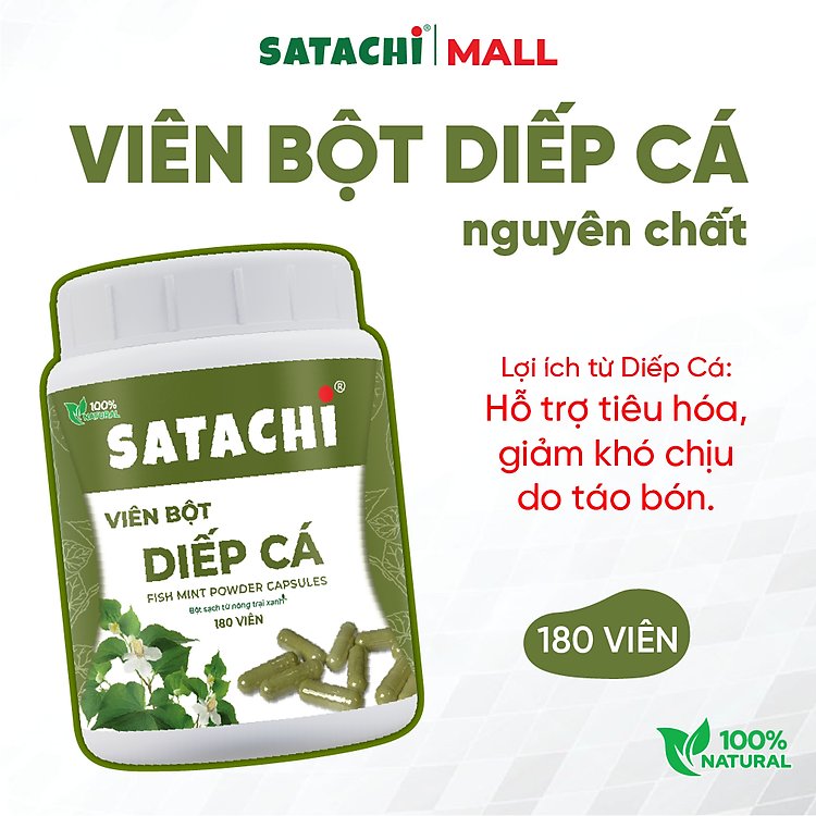 Bột Diếp Cá Nguyên Chất SATACHI – 100% lá diếp cá tự nhiên, không đường – Hộp 86g & 258g
