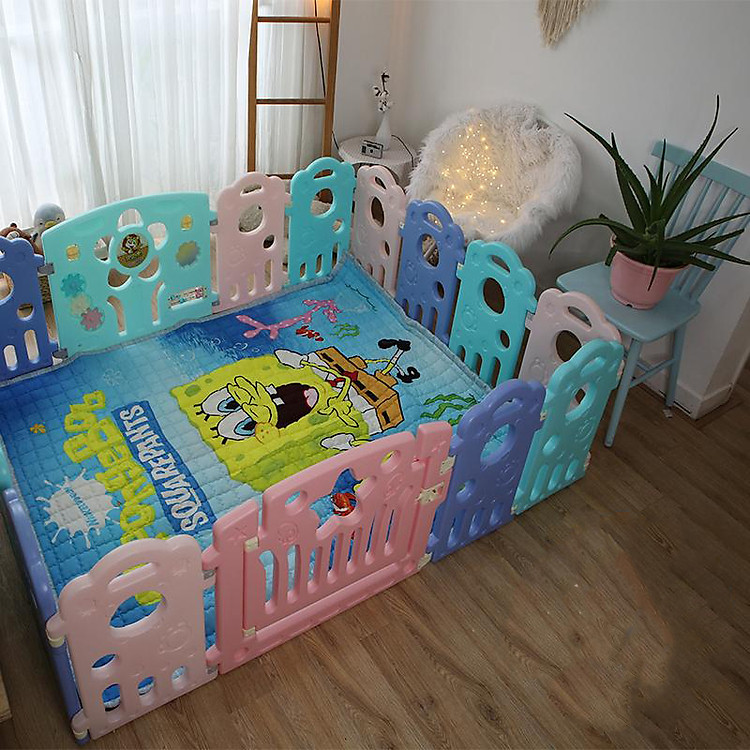 Quây cũi em bé hình chân gấu (nhiều thanh nhỏ và 2 thanh lớn) - Tặng Thảm Xốp- Bóng Holla- Sọt Bóng