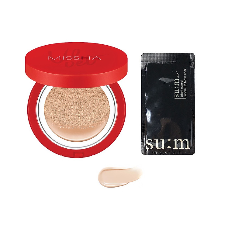Phấn Nước Kiềm Nhờn Lâu Trôi Missha Velvet Cushion 15g tặng kèm mặt nạ su:m (su:m màu ngẫu nhiên)