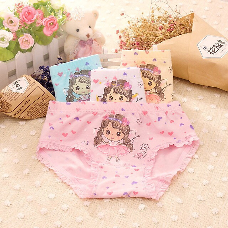 Quần chip tam giác bé gái set 4 cái 4 màu hình trái tim