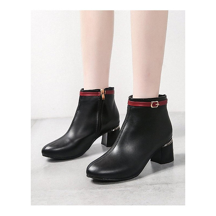 Giày bốt nữ viền đỏ Phong Cách Hàn Quốc - B94