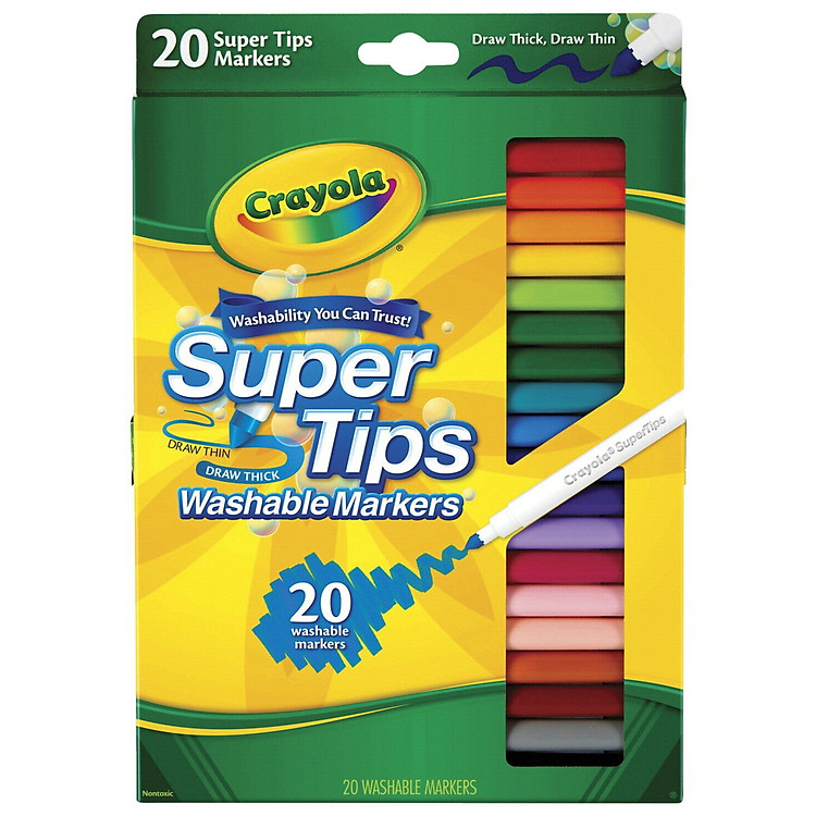 Bút Lông 20 Màu Vẽ Nét Dày, Mảnh CRAYOLA 588106 (Có Thể Tẩy Rửa Được)