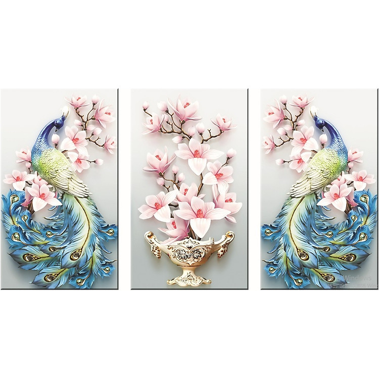 Tranh thêu chữ thập Công 3 Bức (50*80cm*3) chưa thêu