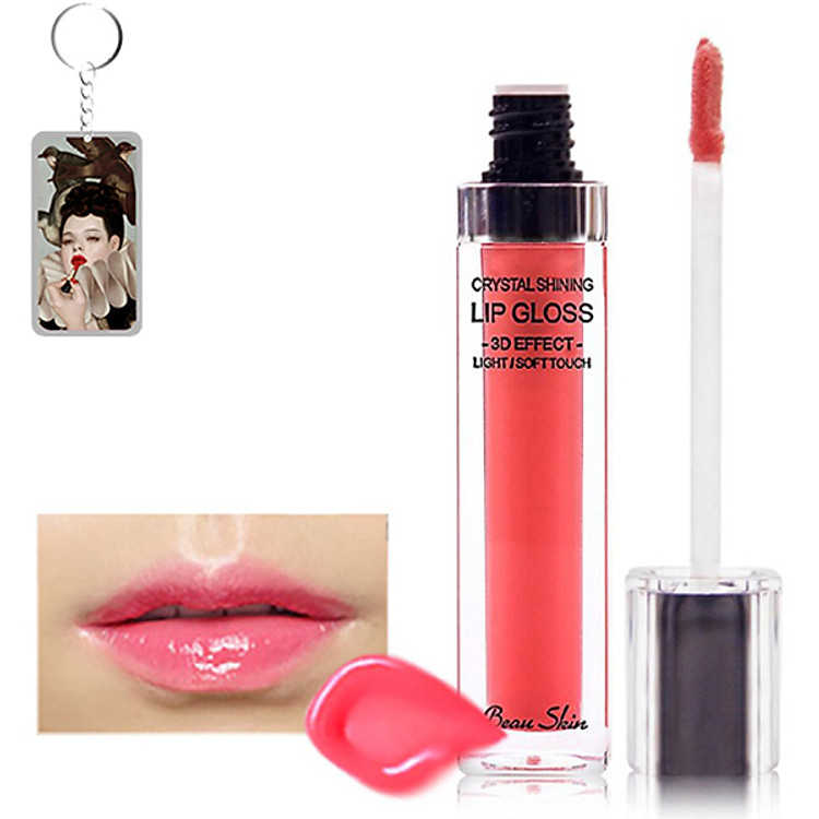 Son bóng dạng gel Beauskin Crystal Shining Lip Gloss 6ml (#706 Hồng Đào) Tặng kèm thêm móc khoá