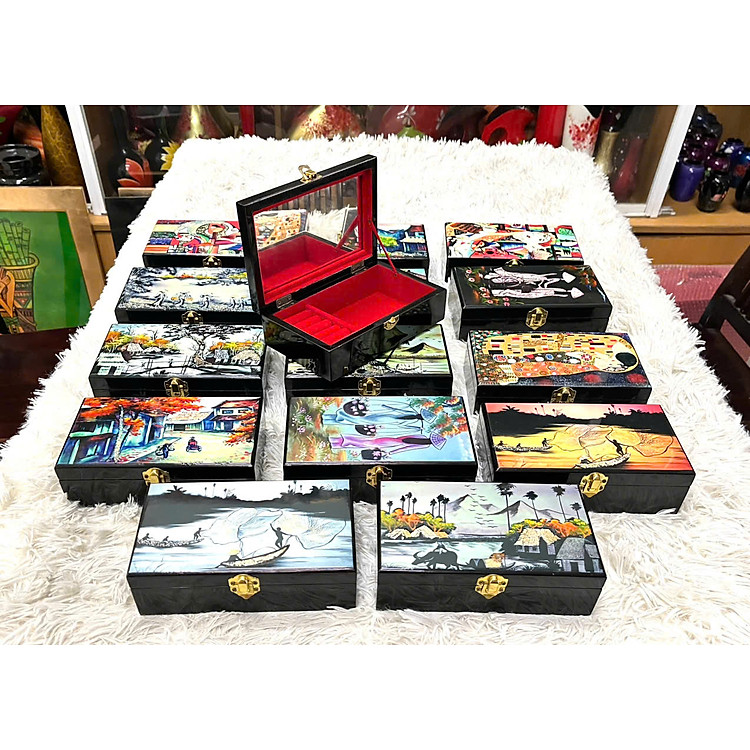 Hộp đựng nữ trang Sơn Mài Cao Cấp 12x20x6 cm