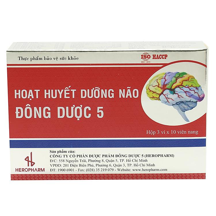 Thực phẩm bảo vệ sức khỏe Hoạt huyết dưỡng não Đông Dược 5 (Hộp 3 vỉ x 10 viên nang)