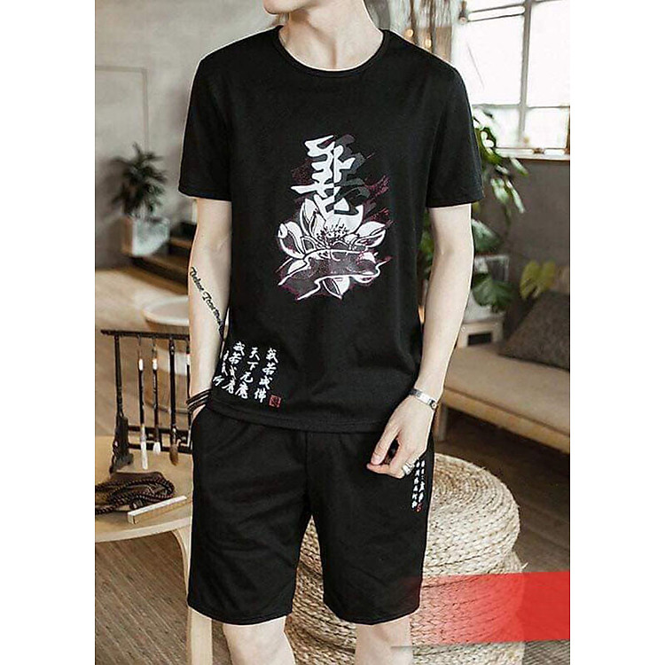 Bộ Quần Áo Thun Nam Ngắn Tay Chữ 3D - Thời Trang Hè - MenFashion - BN154