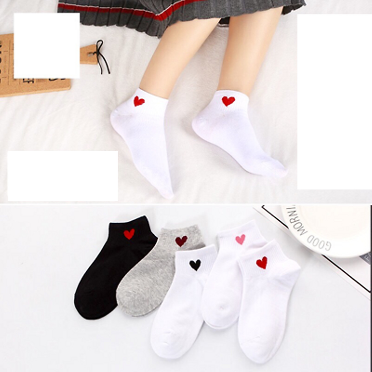set 5 đôi tất trái tim (trắng)