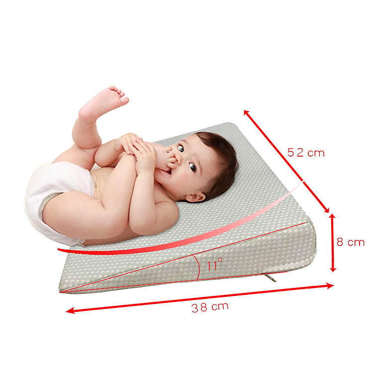Gối chống trào ngược, ọc sữa cho bé YOROKOBI siêu rộng, KT 38X52X8CM