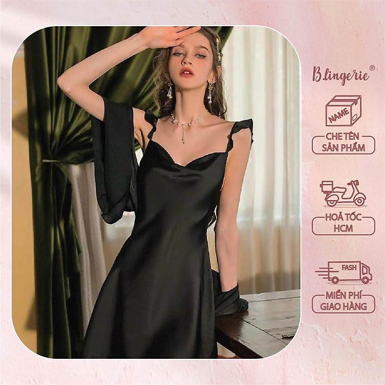 Váy Ngủ Nữ Lụa Trơn Đơn Giản (Không kèm áo choàng) - B.Lingerie