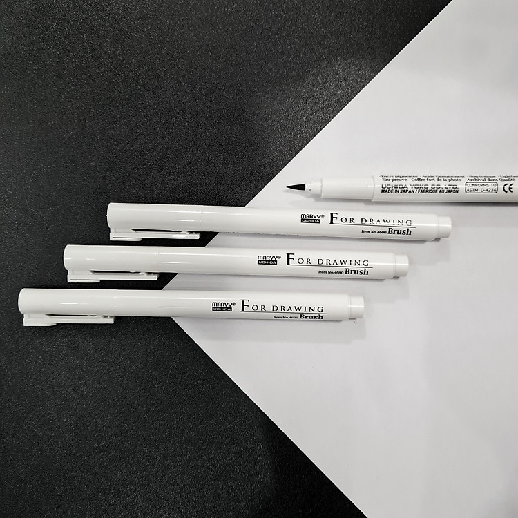 Bút Line Viền Nét For Drawing Mực Đen - Đầu Brush - Ảnh 6