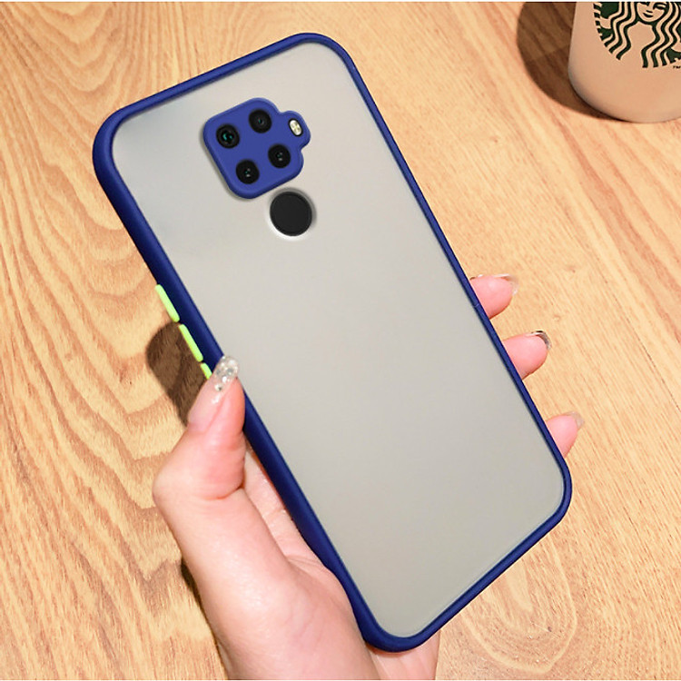 Ốp lưng trong nhám viền màu chống sốc bảo vệ camera cho Xiaomi Redmi Note 9 - Hàng nhập khẩu