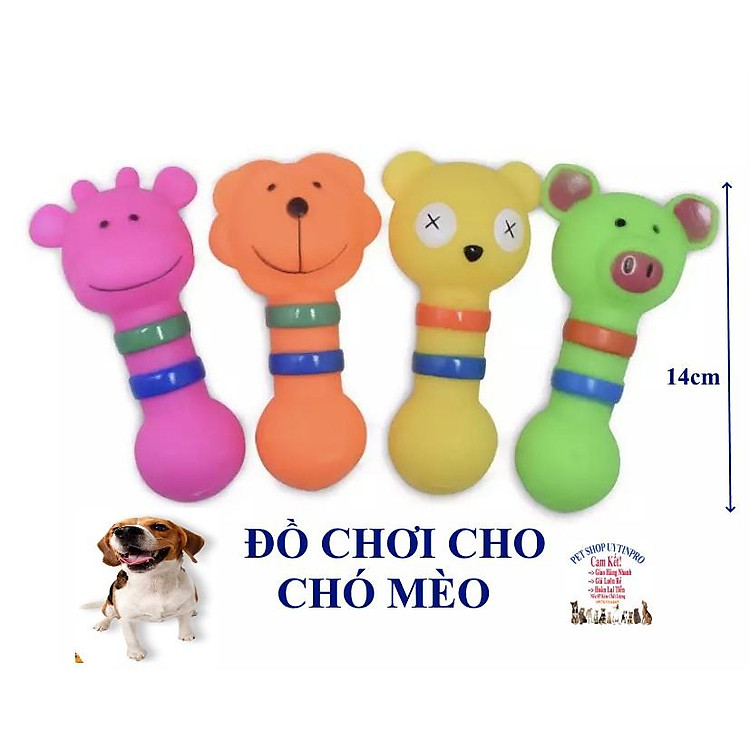 ĐỒ CHƠI CHO CHÓ MÈO THÚ CƯNG PET Đầu hình đầu thú Chất liệu nhựa dẻo Dài 14cm Giúp thú cưng thư giãn Xả stress
