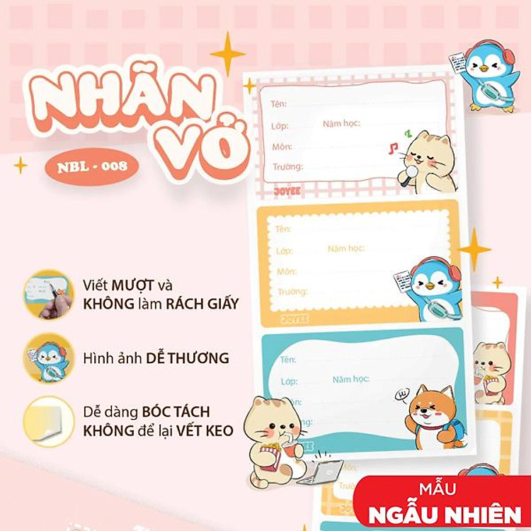 Bộ Nhãn Vở Học Sinh Thiên Long NBL-008 (4 chiếc)