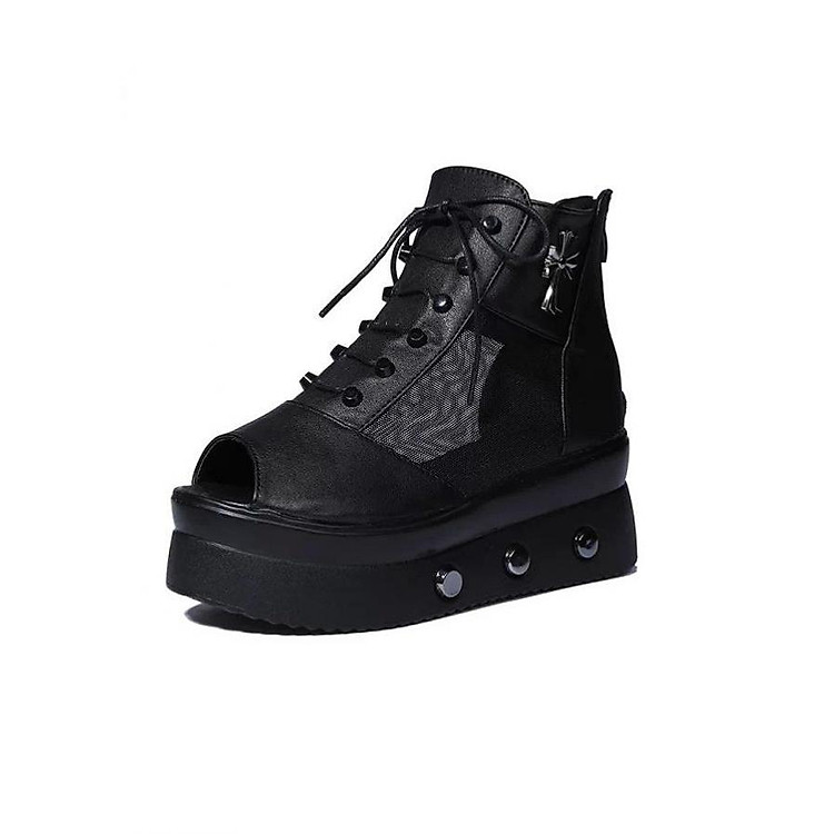 Giày sandal đế bánh mì cá tính 076SD (Đen)