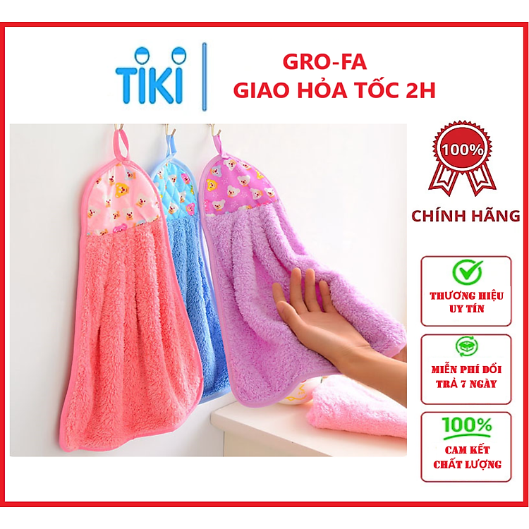 Combo 3 khăn Lau Tay Nhà Bếp Thấm Hút Tốt - GROFA ( Giao màu , họa tiết ngẫu nhiên)
