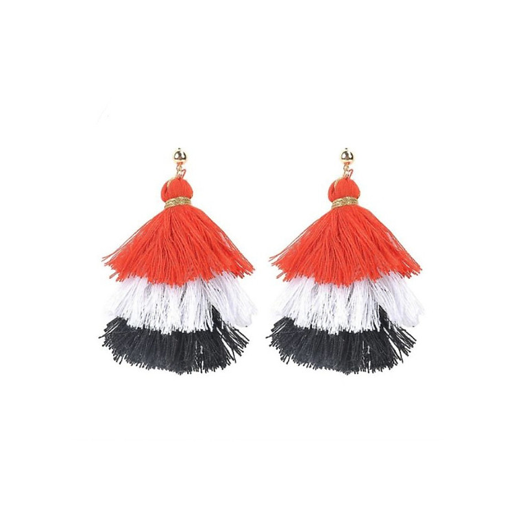 Bông tai thời trang phong cách Hàn Quốc. Boho tua rua nhiều tầng.083