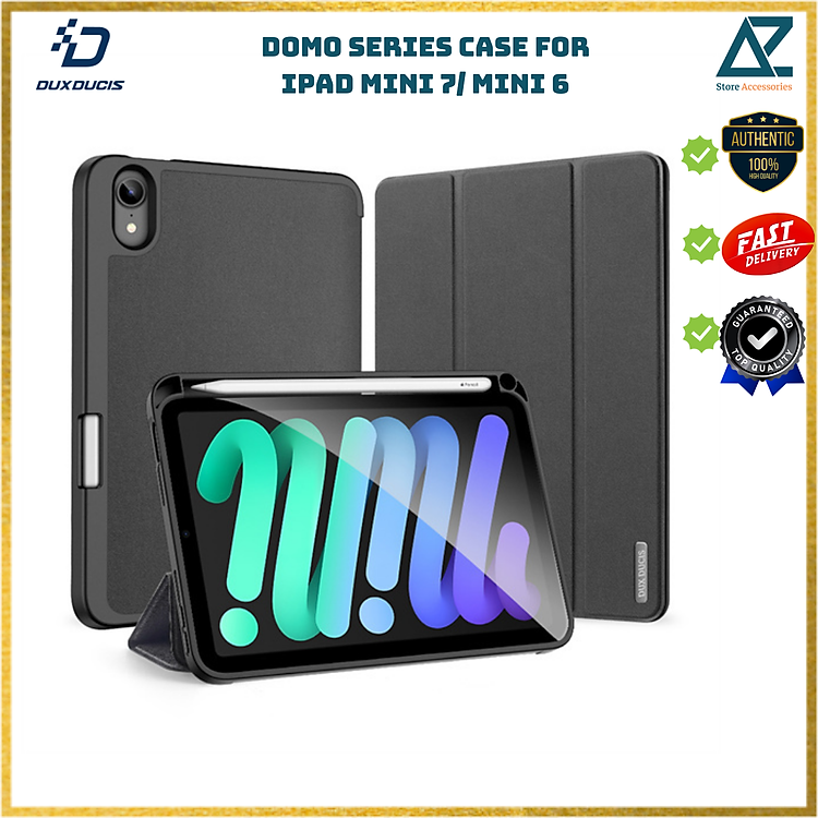 Bao da Dux Ducis Domo Series cho iPad Mini 7/ Mini 6 có khe cắm bút, auto sleep/ wake_ Hàng chính hãng
