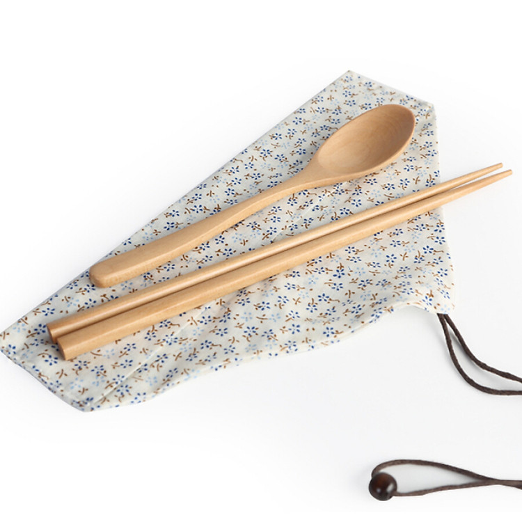 Bộ Muỗng Đũa Gỗ Cá Nhân Zhu Mu Ben Ji