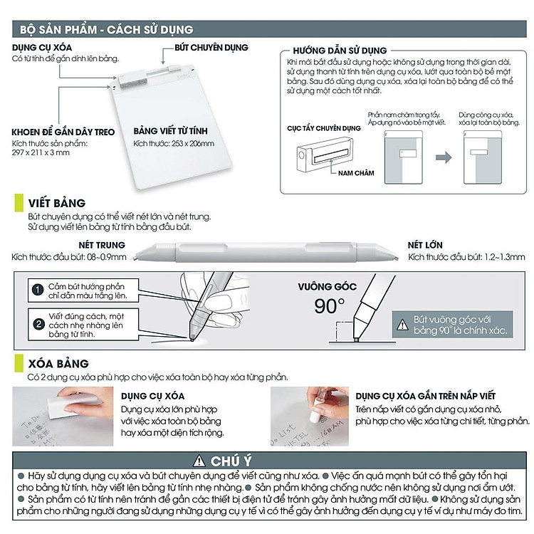 Bảng Trắng Từ Tính Cao Cấp PLUS - Size B5 - Ảnh 3