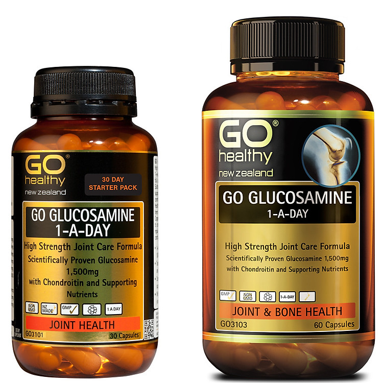 Bộ Sản Phẩm 2 Hộp Viên Uống Glucosamine New Zealand Go Glucosamine 1-A-DAY 1500mg 30 Viên Và 60 Viên | Giúp Tăng Dịch Khớp, Giảm Thoái Hóa Khớp