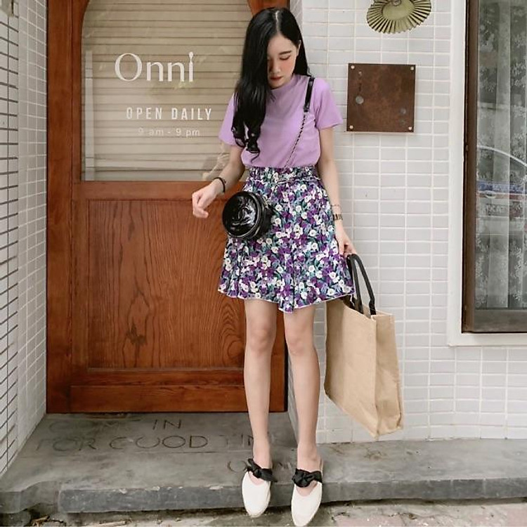 SET ÁO TRƠN CHÂN VÁY HOA