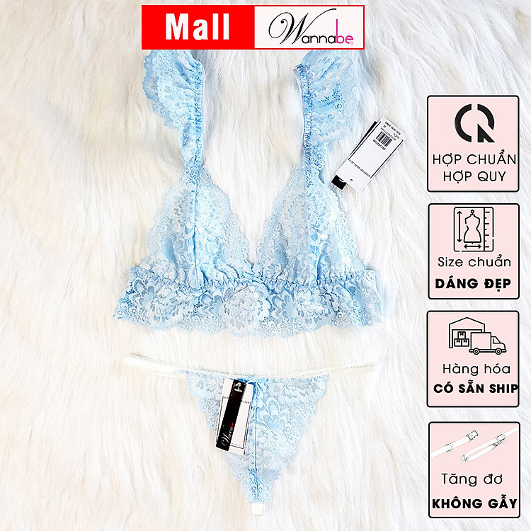 Nội y bộ wannabe, áo ngực bralette cao căp wannabe bor08 dây vai cánh tiên quần lưng vừa nữ tính gợi cảm