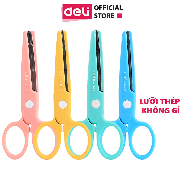 Kéo Thủ Công Học Sinh Deli (58x134mm) – Xanh Dương/Hồng (1 cái)