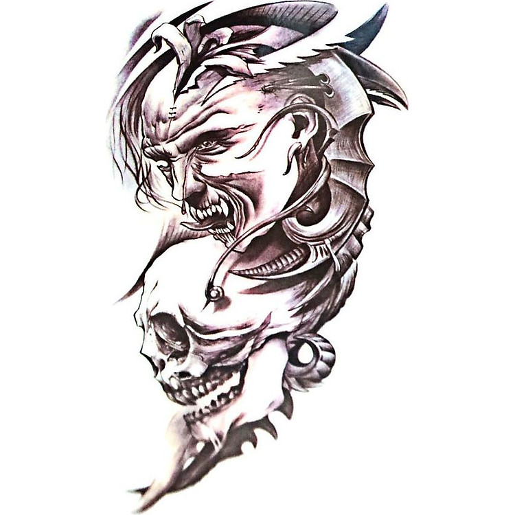 Hình Xăm Dán Mặt Quỷ QSA171 (21x15cm)