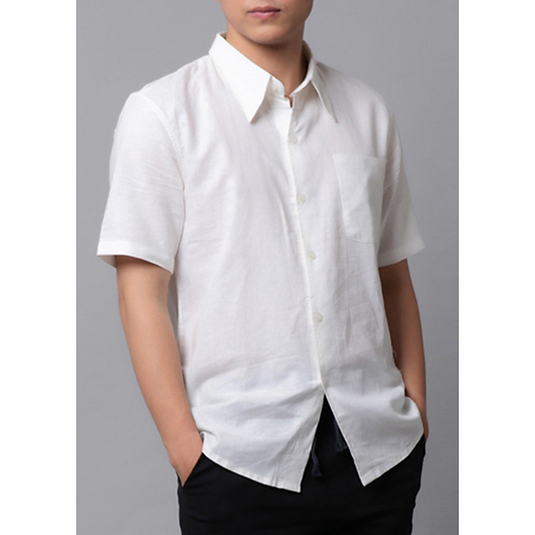 Áo Sơ Mi Đũi Nam Cộc Tay Cổ Đức