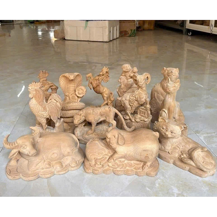 Tượng điêu khắc 12 con giáp bằng gỗ ngọc Am (20cm) - Ảnh 4