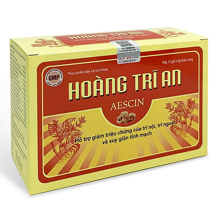 Thực phẩm bảo vệ sức khoẻ cho người bị trĩ nội, trĩ ngoại, trĩ hỗn hợp và suy giãn tĩnh mạch Hoàng Trĩ An - Hộp 12 gói 5g