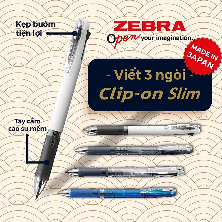 Viết 3 Ngòi Clip-on Slim Zebra – Trắng