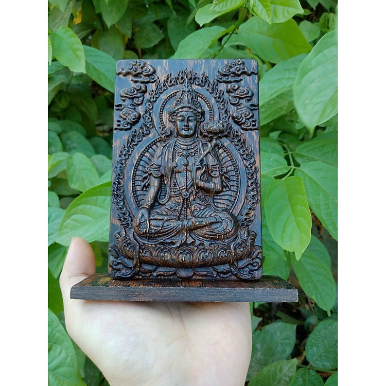 Tượng phật Đại Thế Chí Bồ Tát tuổi ngọ phong thủy gỗ trầm hương sánh chìm tự nhiên cầu bình an, may mắn, sức khoẻ và tài lộc để bàn làm việc, taplo xe ô tô